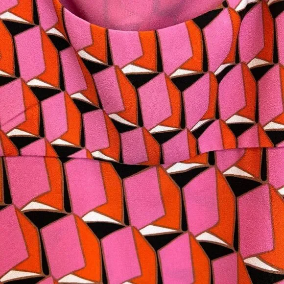 DVF Geometric Pink Shift Dress 👗 Designer 👩‍🎨 Luxury. 🌸Shine✨Like the Sun ☀️ - Picture 11 of 17